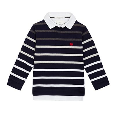 Boys' navy striped print mock sweater